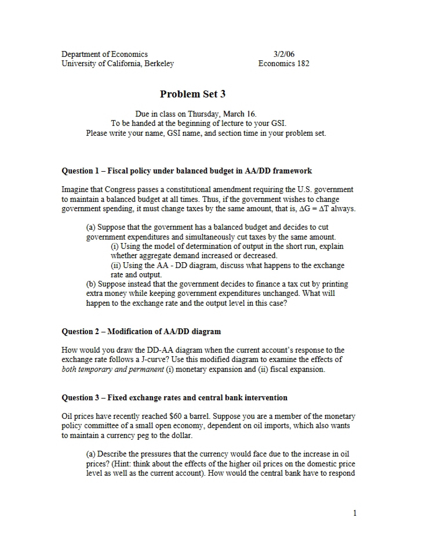 Third Problem Set