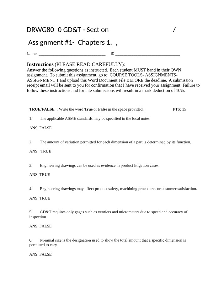 Assignment 1 - Chapters 1, 2, and 3