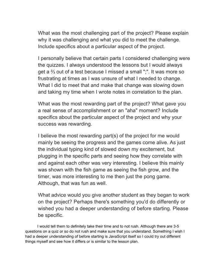 Meeting Challenges and Finding Reward - Project Insights