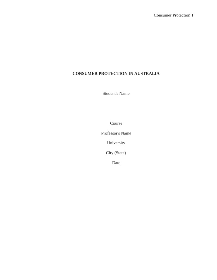 Consumer Protection in Australia - Duties and Risks