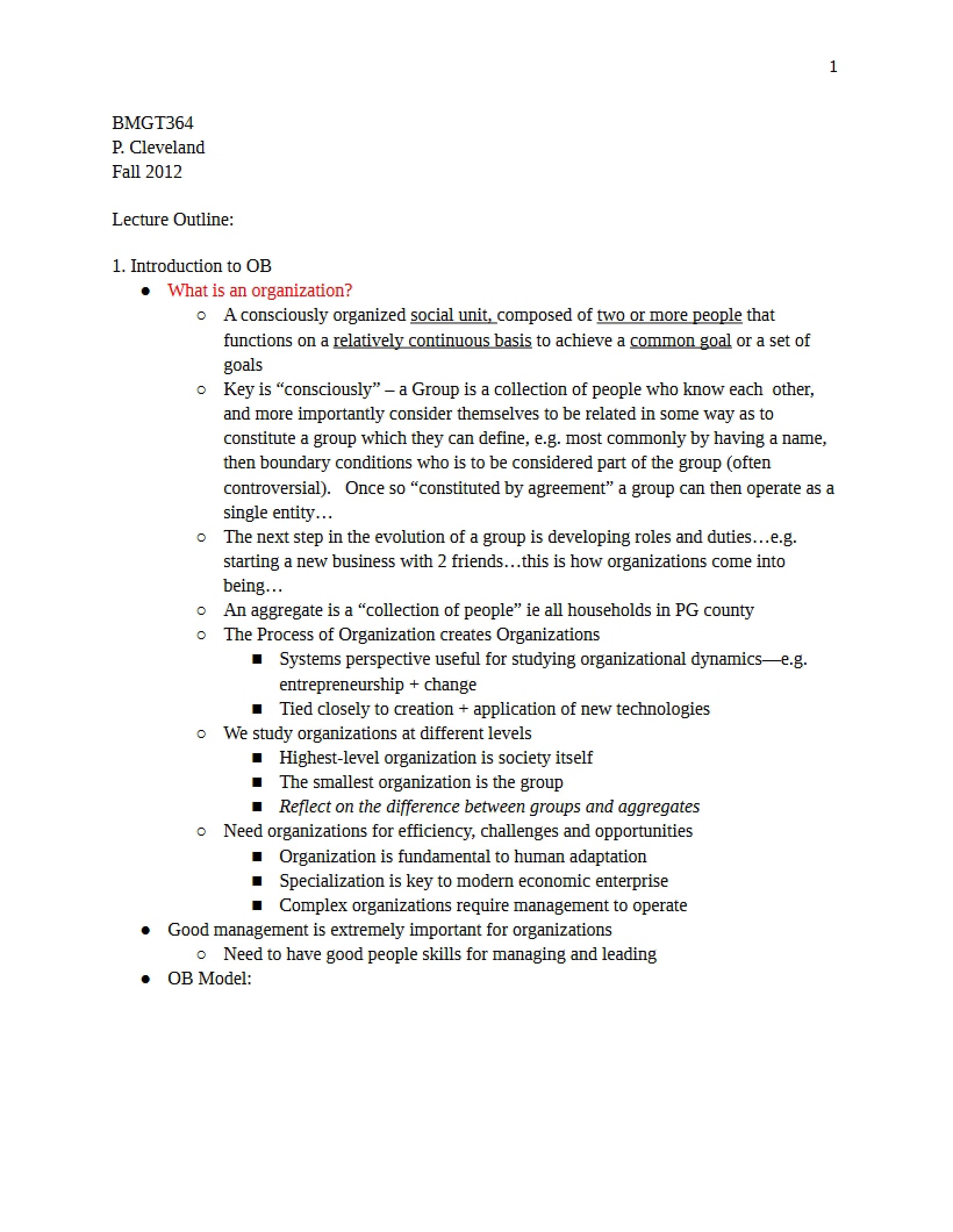 Course Lecture Notes