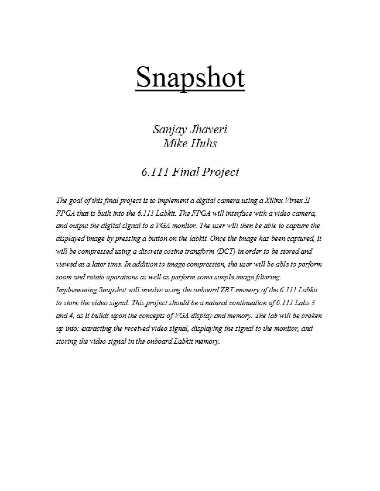Project Snapshot