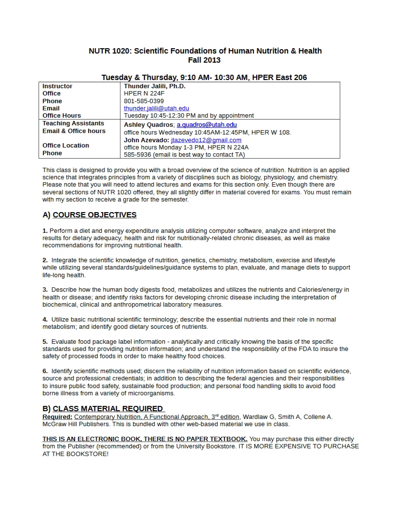 Fall 2013 Syllabus for NUTR 1020