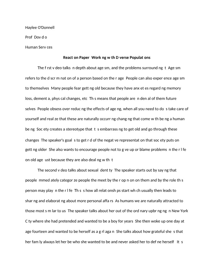 Reaction Paper on Working with Diverse Populations