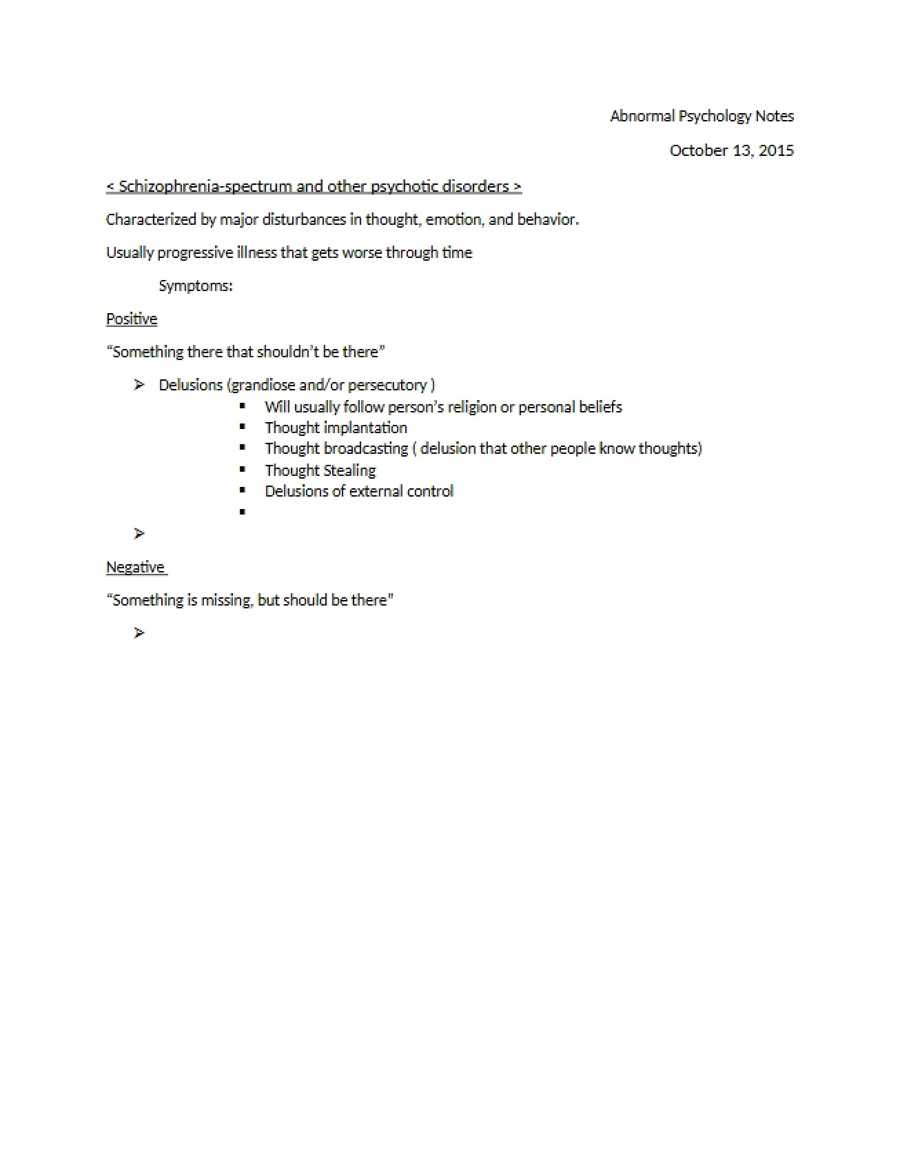 Psychotic Disorders and Schizophrenia Spectrum
