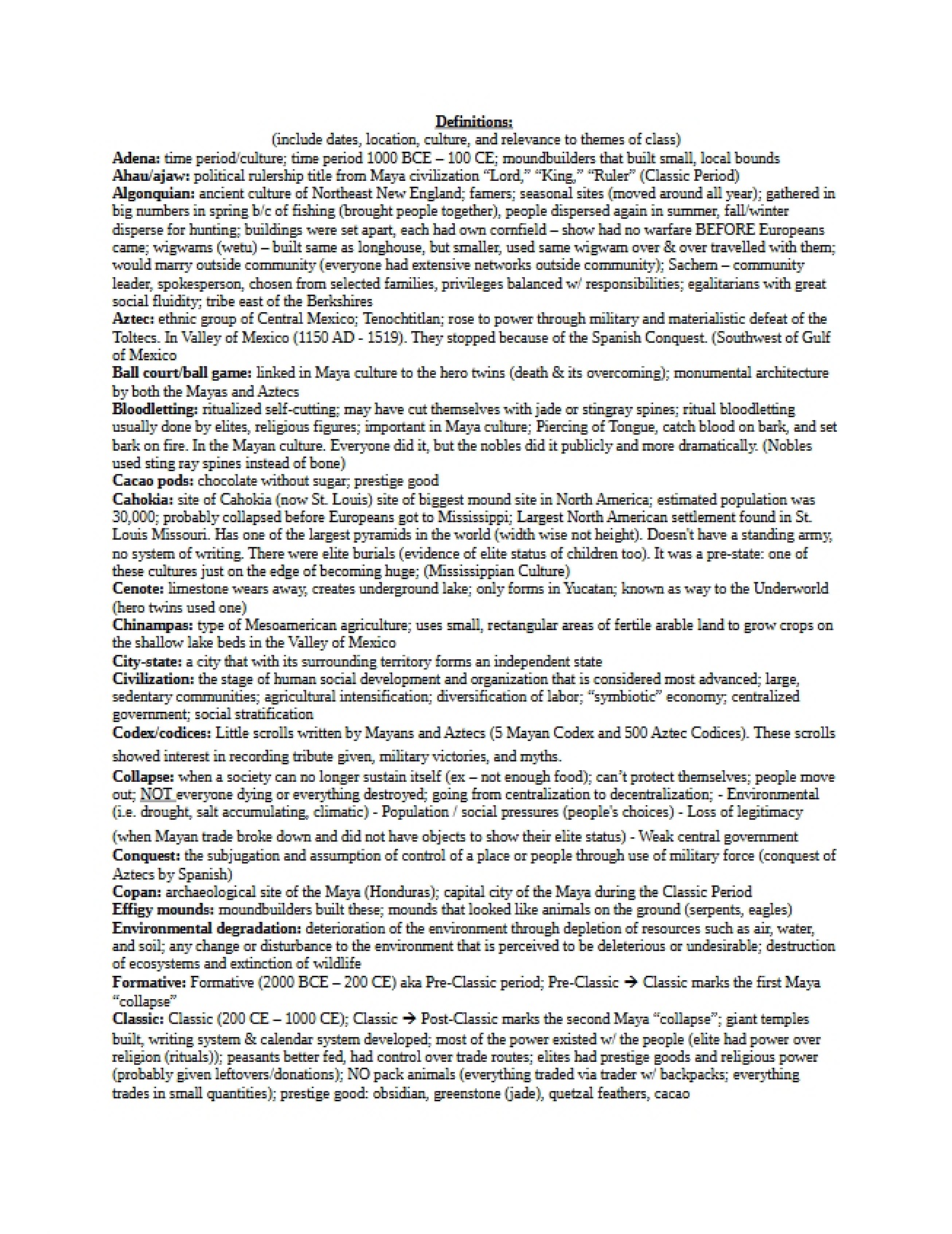 Study Guide for Final Examination