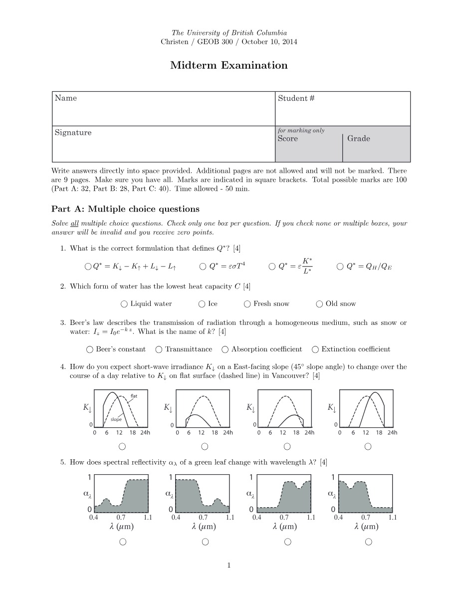 Midterm Exam for GEOB 300
