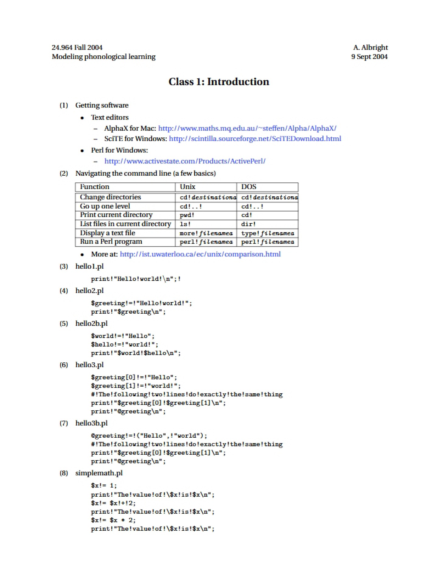 Introduction to Class 1