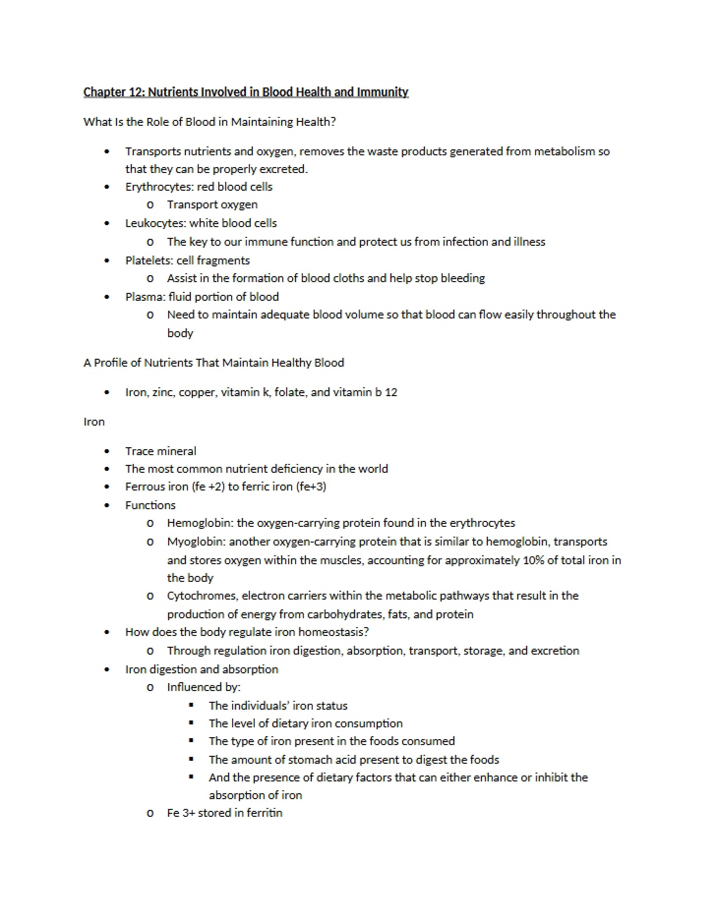 Hematological Wellness and Defenses Ch 12