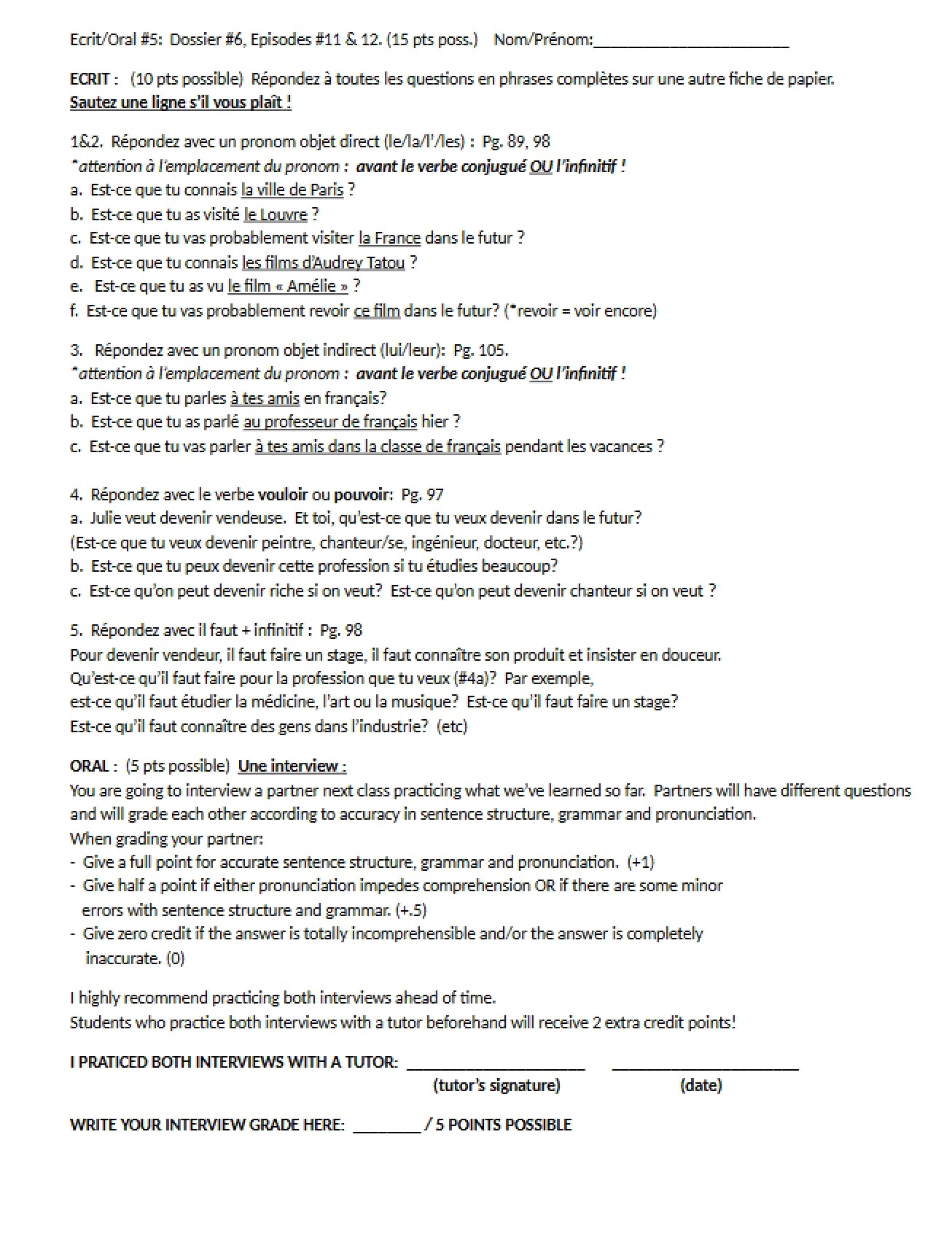 General French Lecture Notes