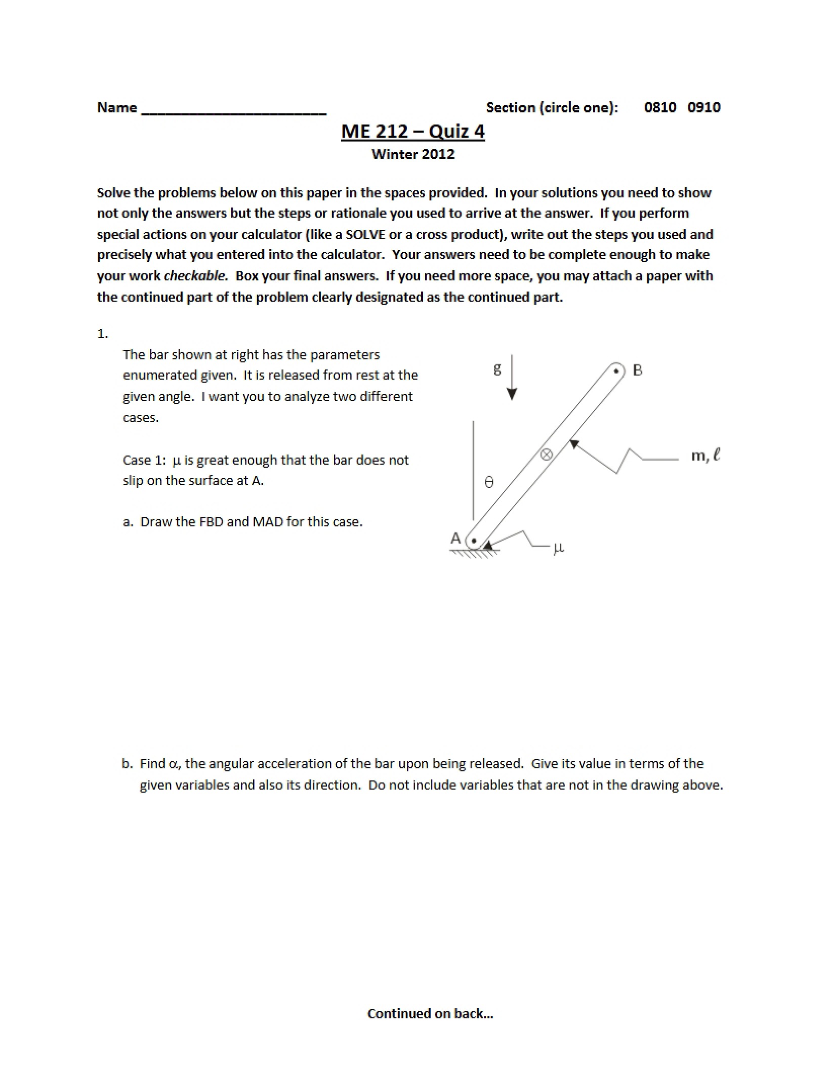 Fourth Quiz (W12)