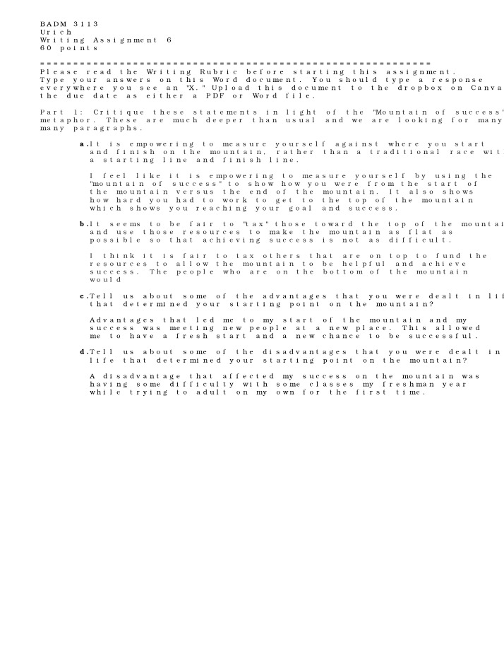 Writing Assignment 6 - Urich