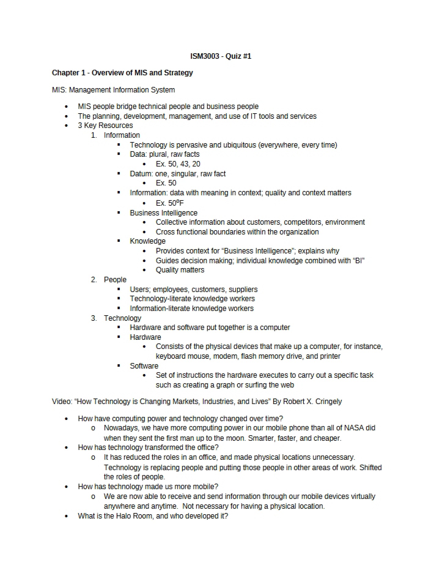 Strategic MIS Overview Chapter 1