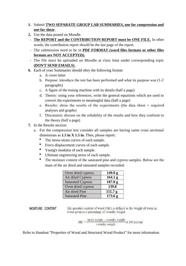 Lab Summaries - Compression and Shear Tests