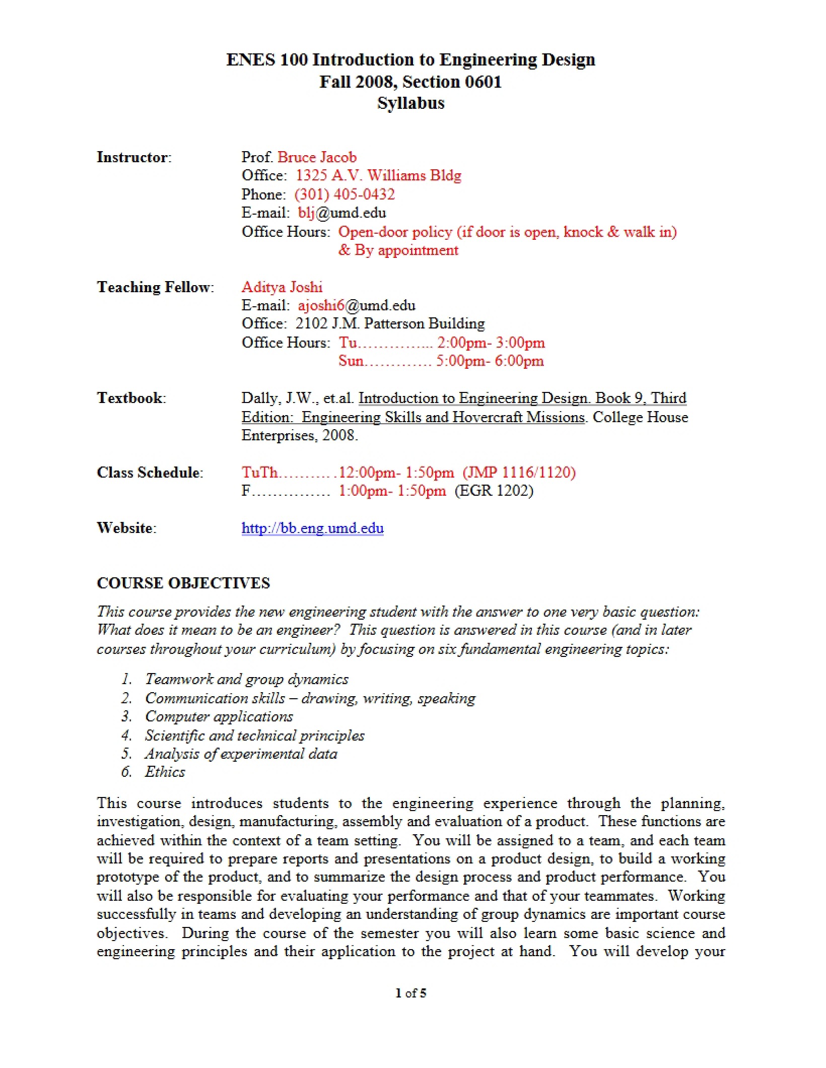 Design Course Syllabus