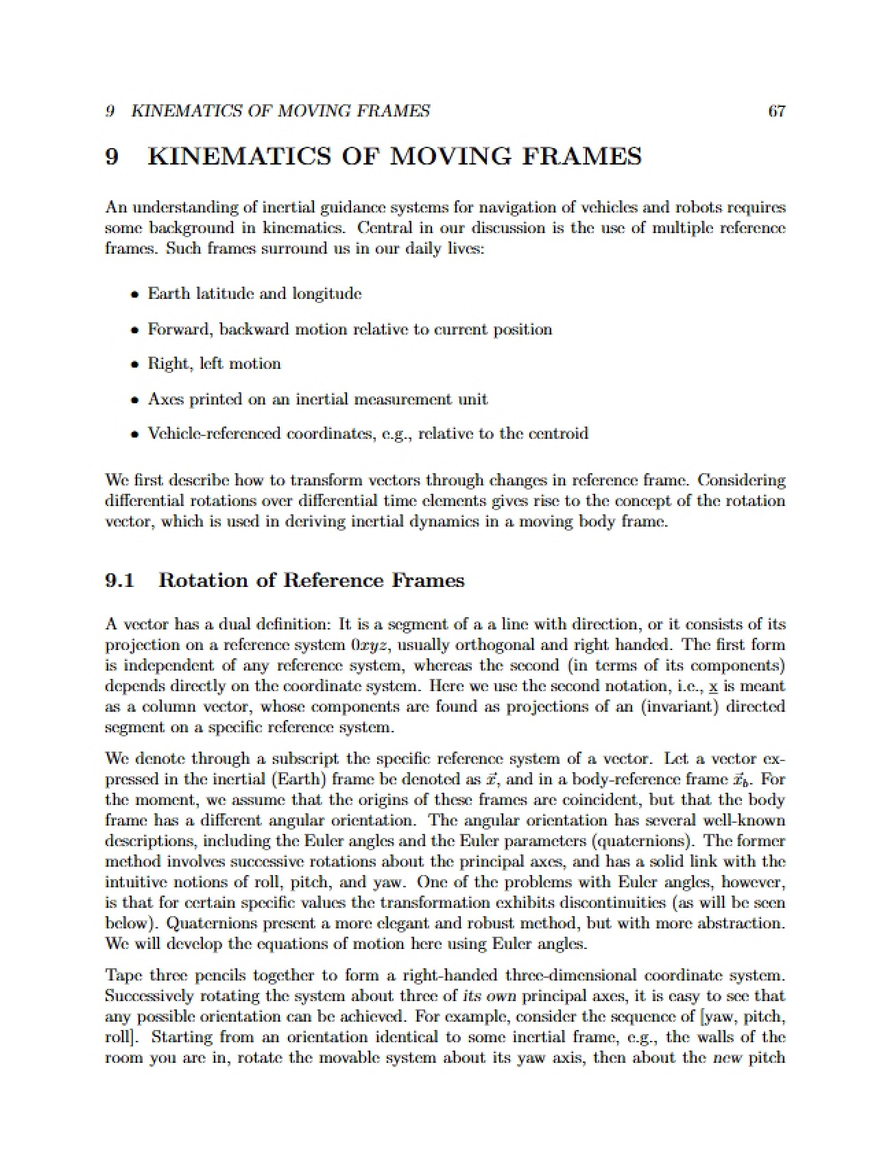 Moving Frames Kinematics