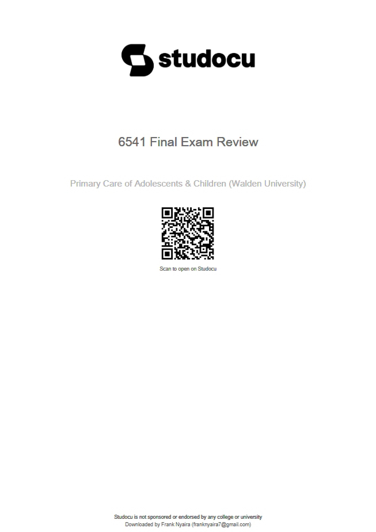 Exam Preparation for WWI