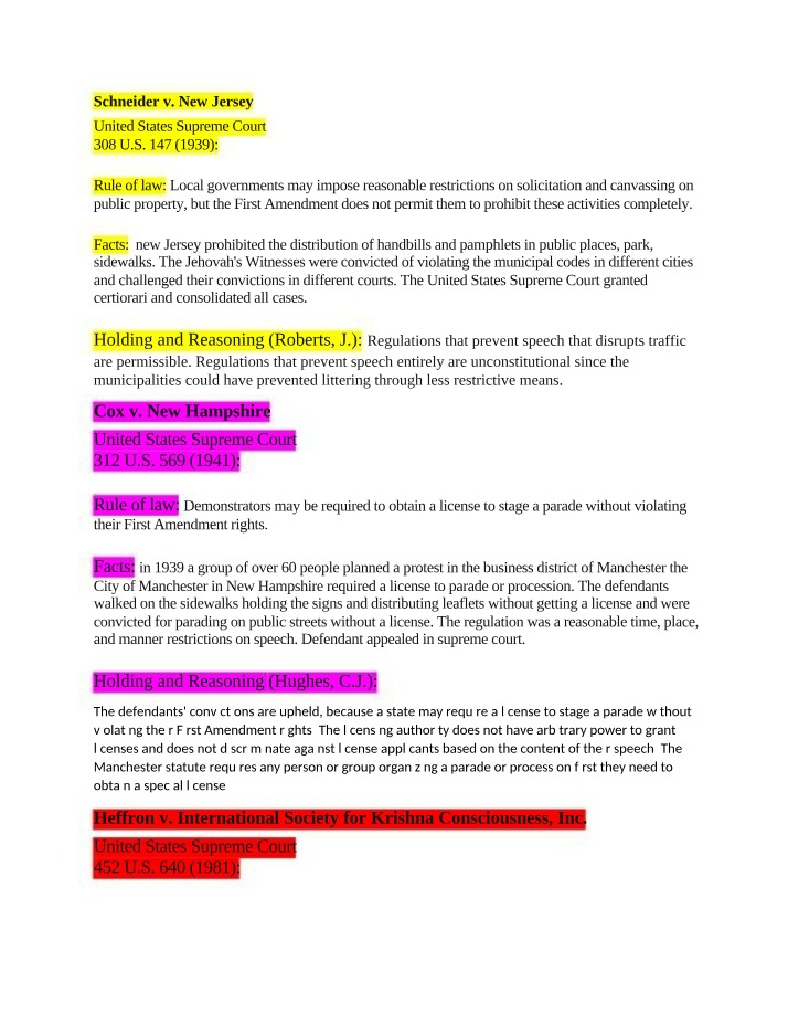Free Speech - Supreme Court Rulings