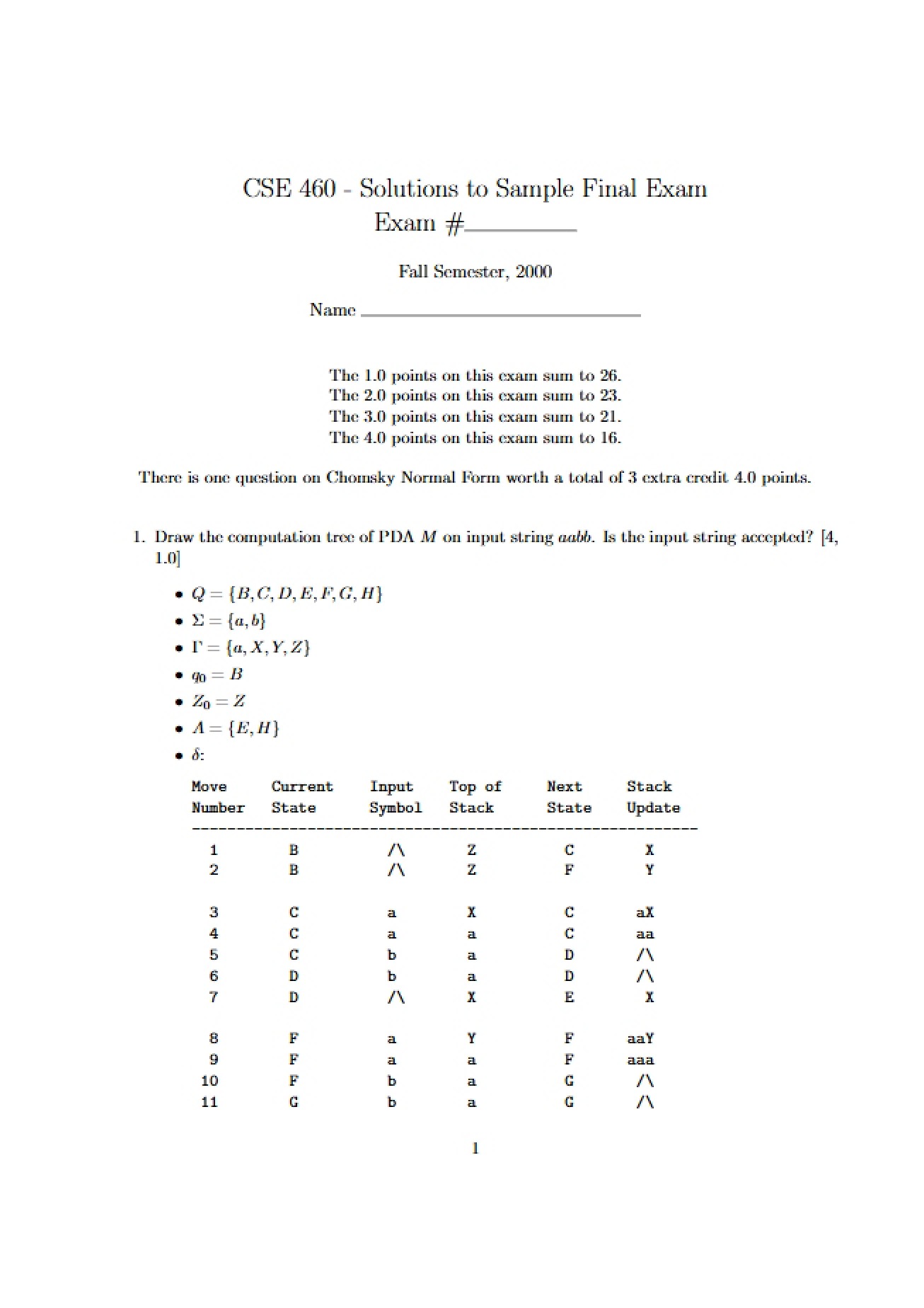 Solution for Sample Final