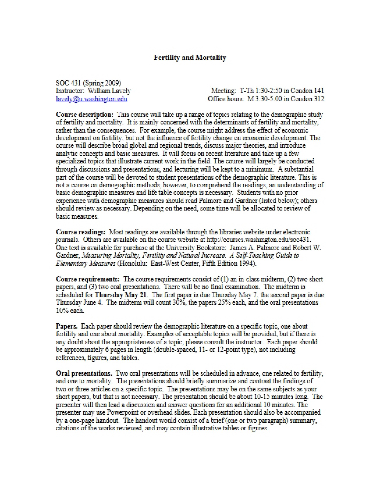 Class Syllabus