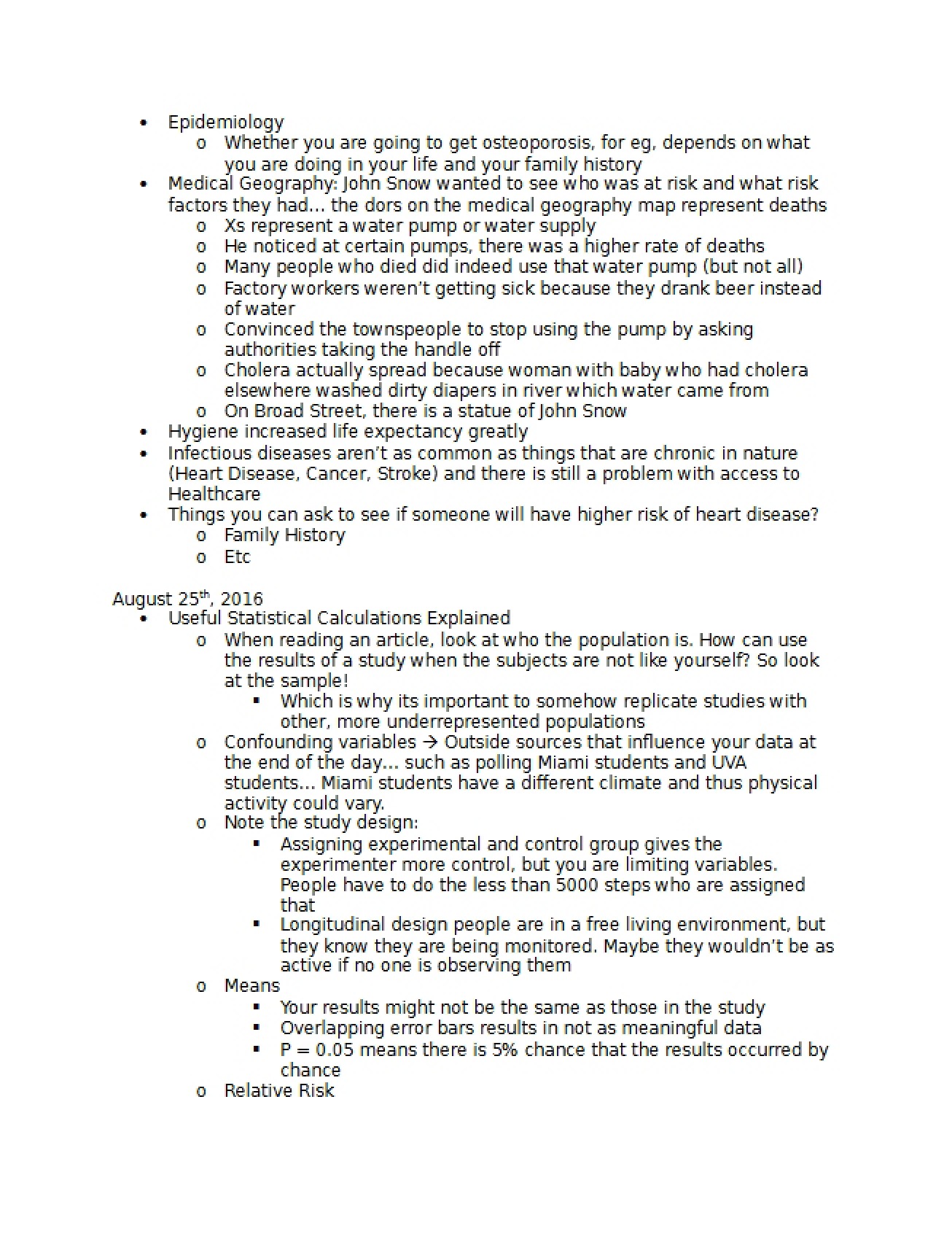 Notes on Contemporary Health Issues