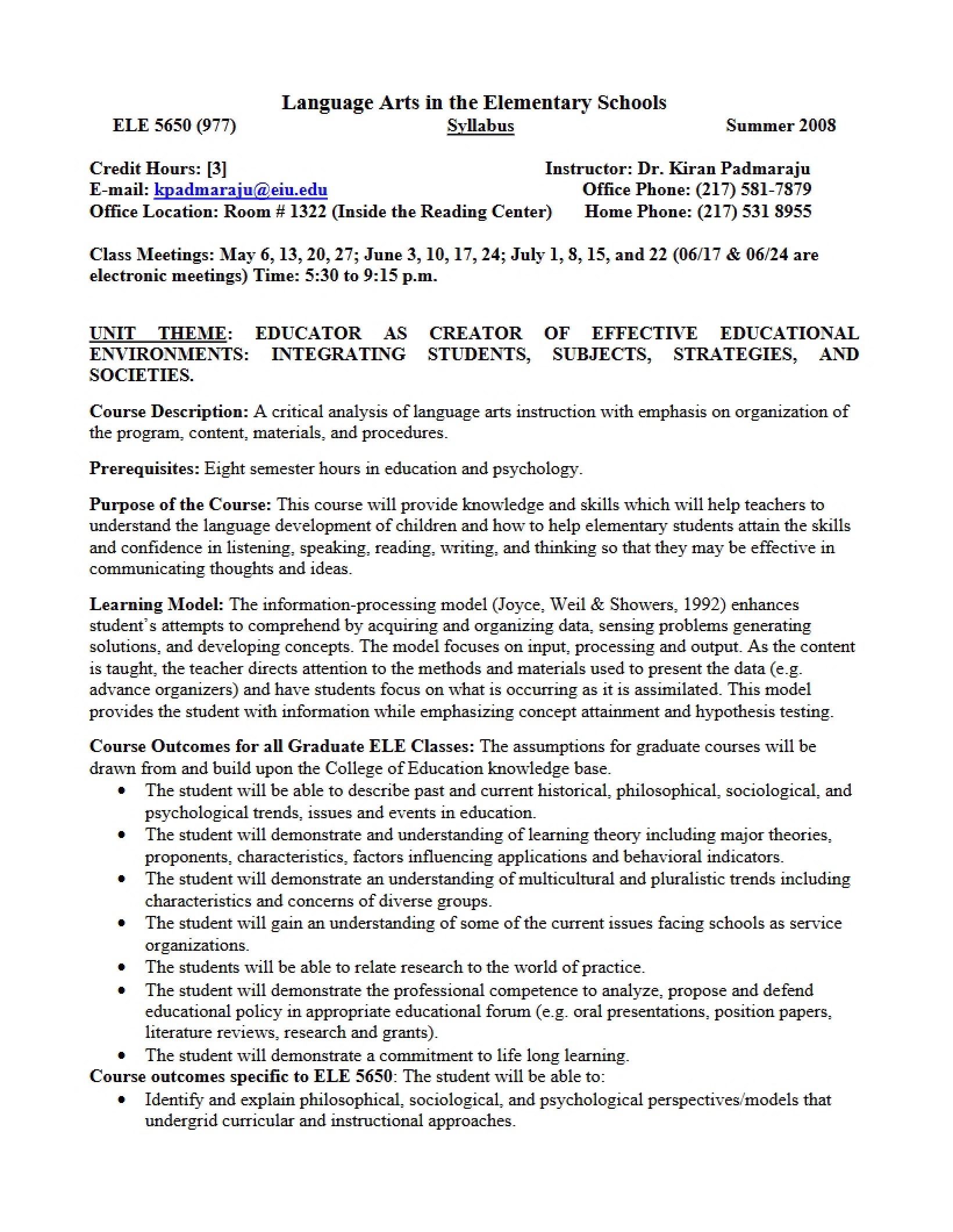 Syllabus - ELE 5650