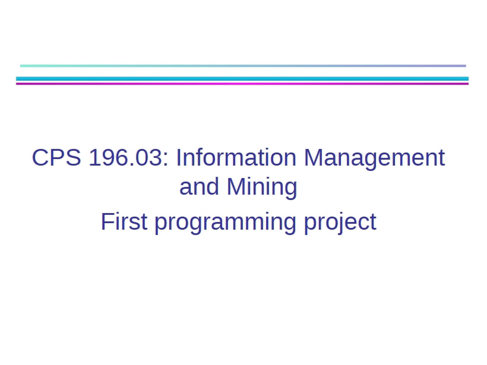 Project 1 Programming