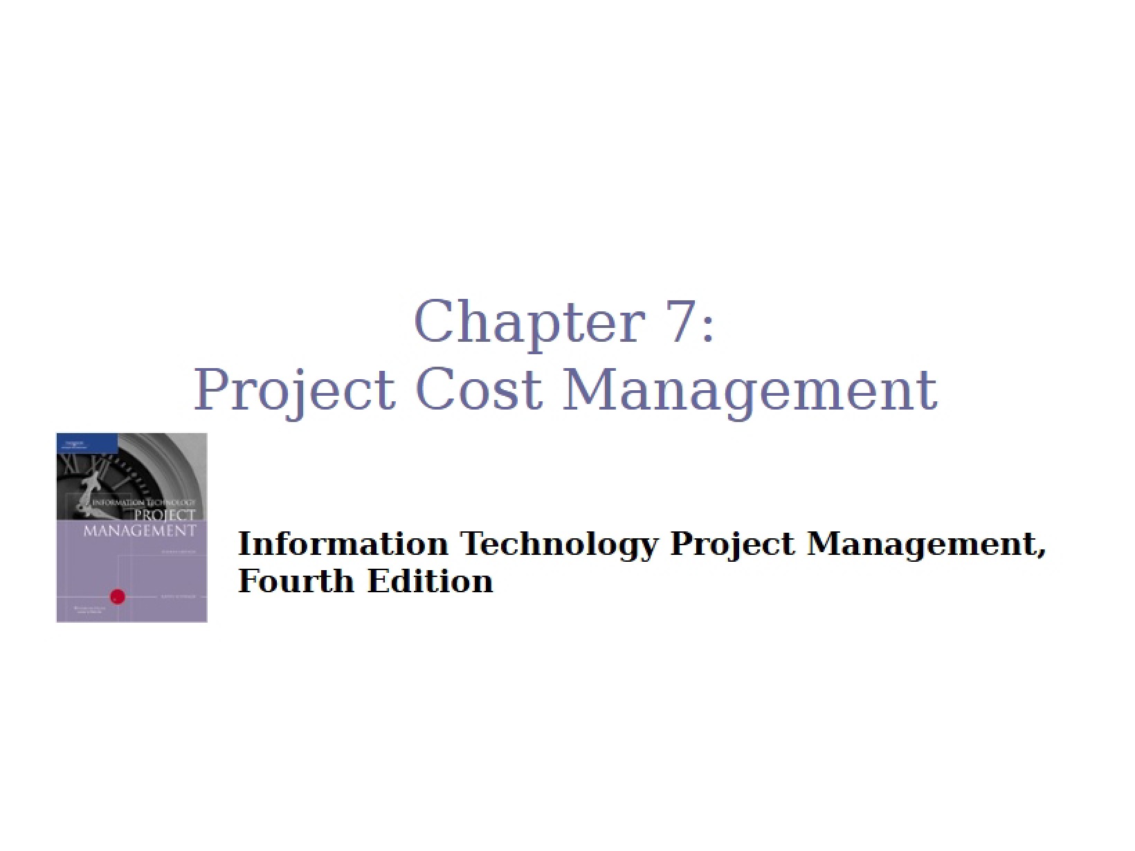 Management of Project Costs