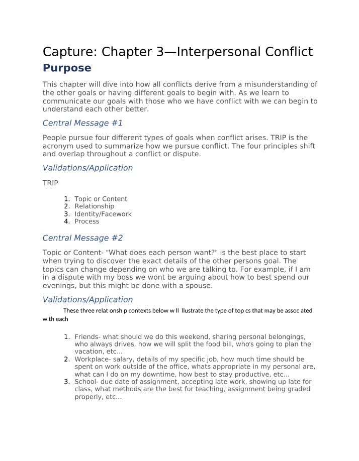 Chapter 3 - Interpersonal Conflict Capture