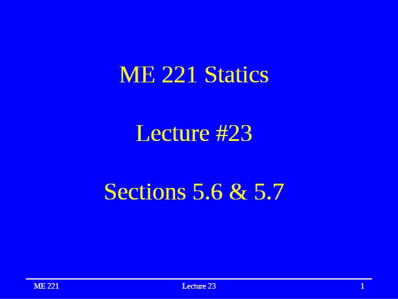 Mechanical Design Lecture 23 Section 5.6