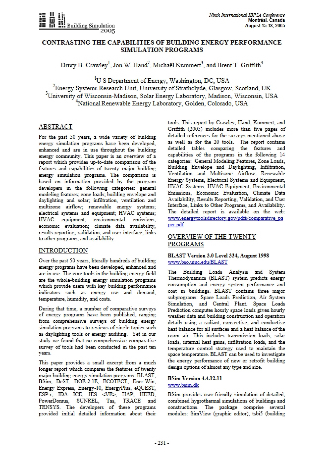Contrasting Building Energy Performance Capabilities