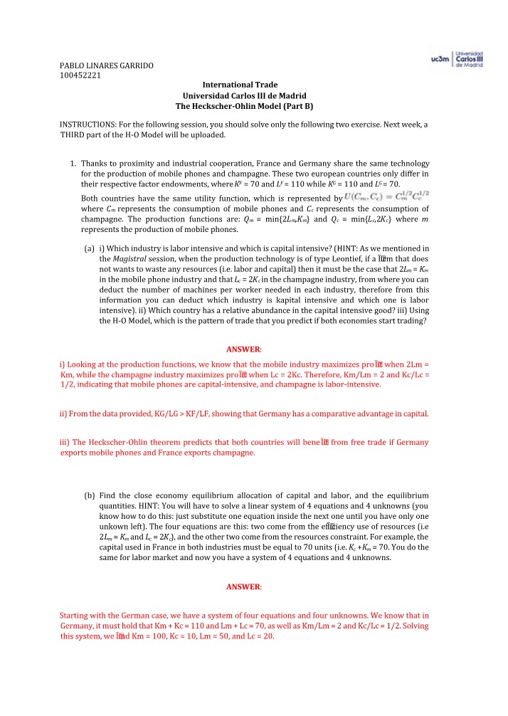 Labor vs Capital Intensive - The Heckscher-Ohlin Model