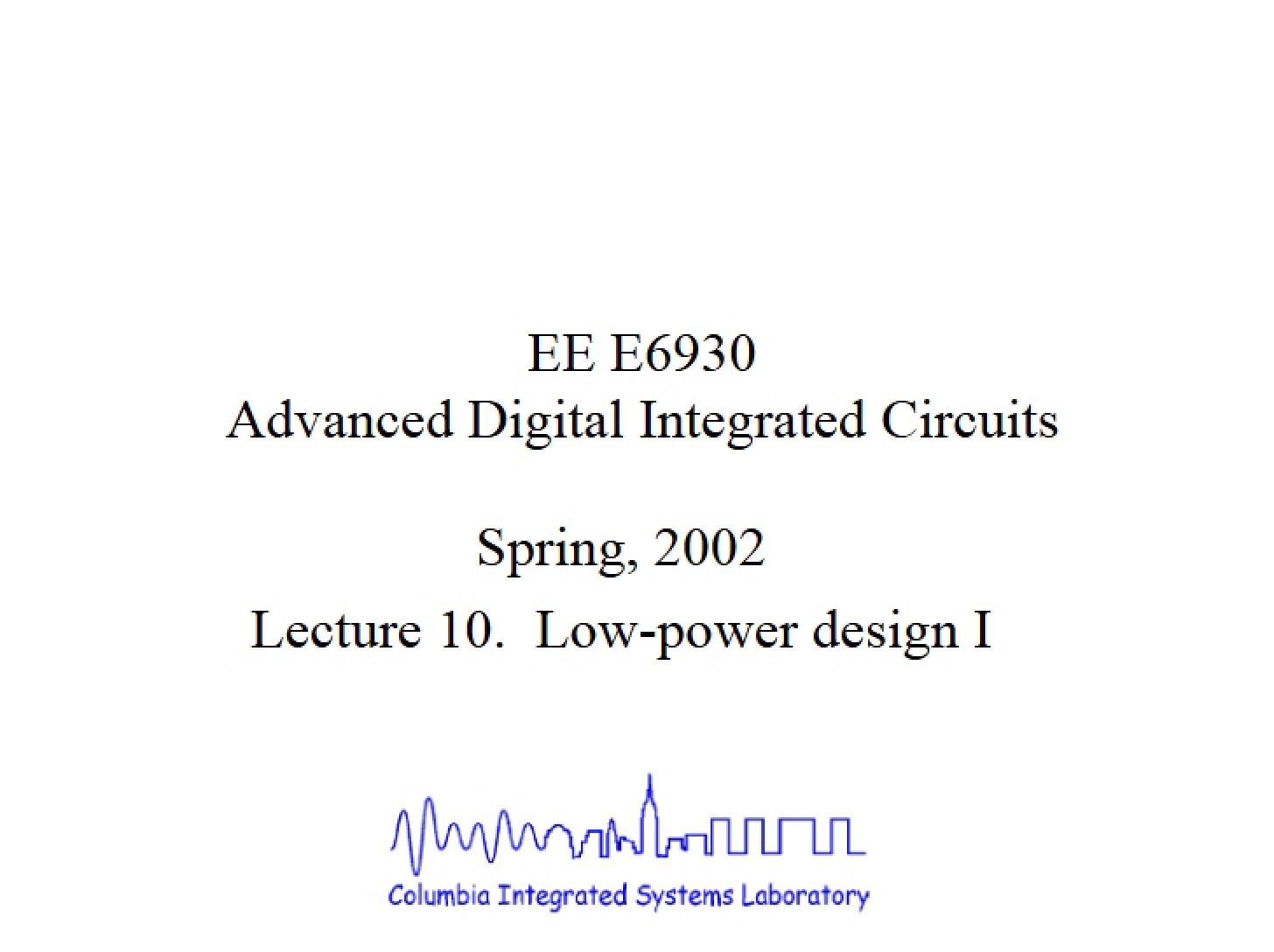 Design for Low Power I