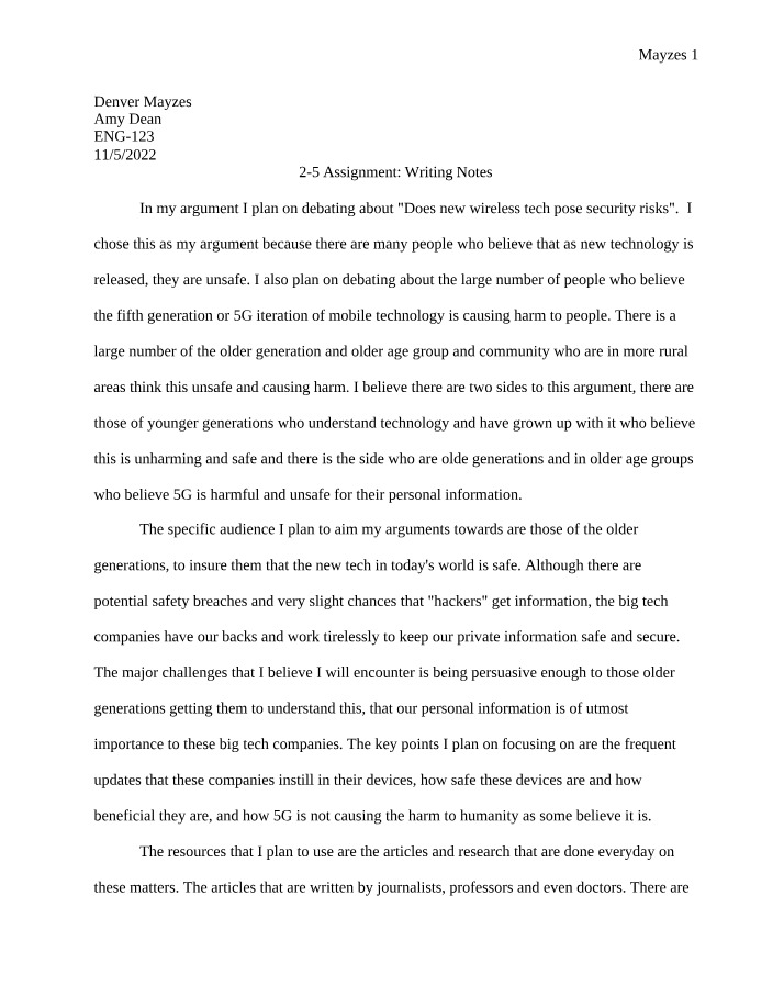 2-5 Assignment Writing Notes Part Two