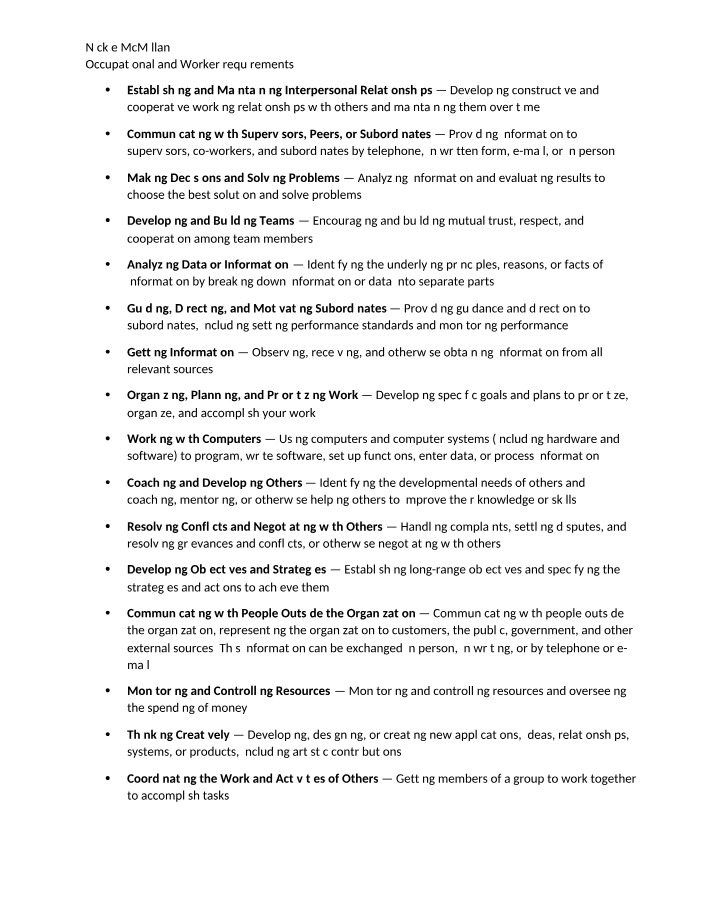 Job Skills - Nickie McMillan