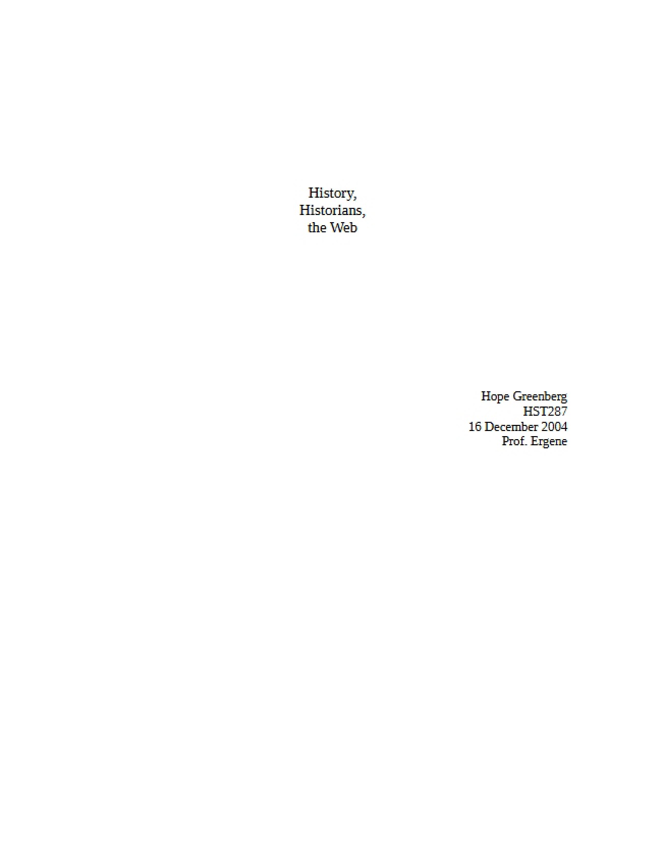 Web, Historians, and History
