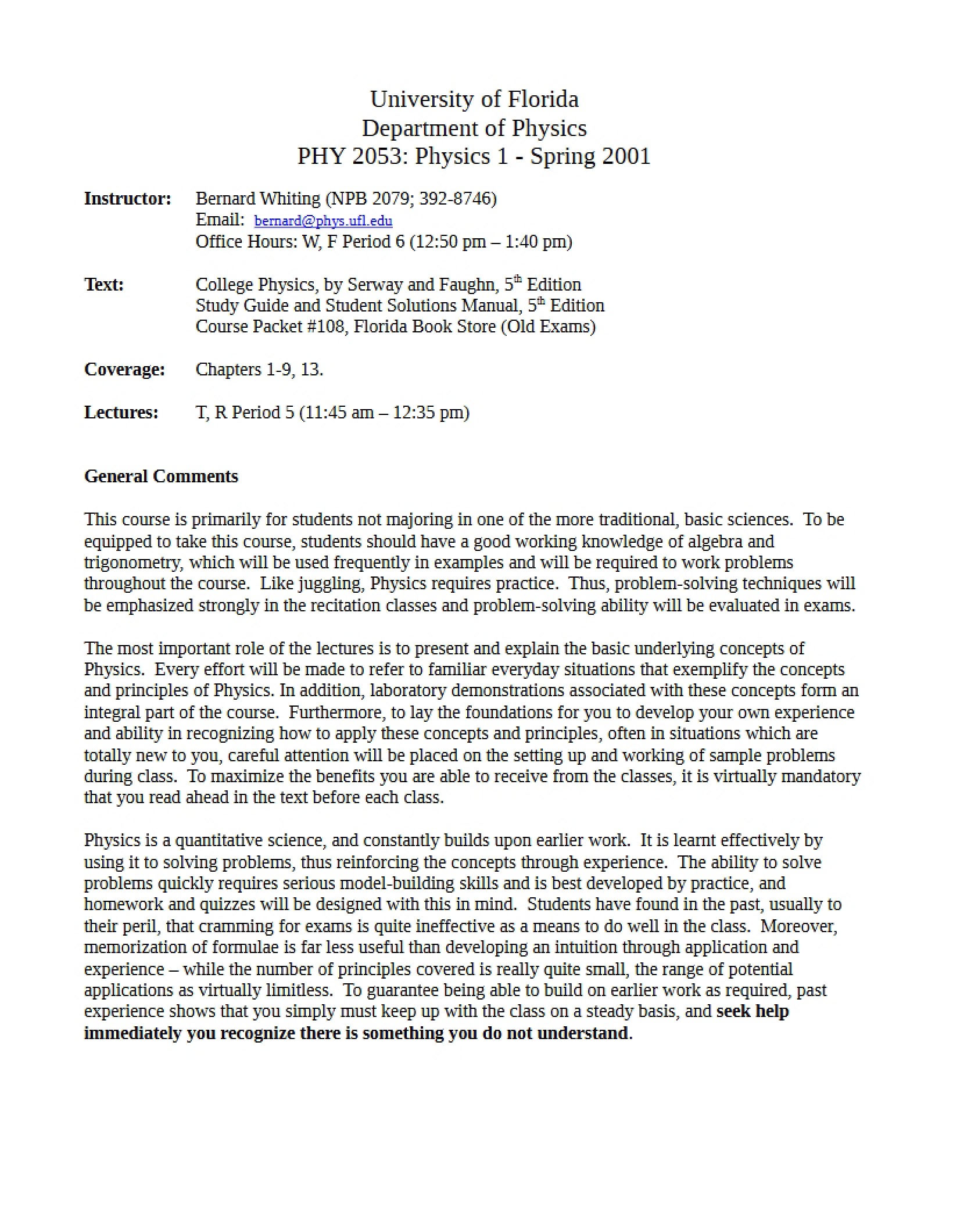 Physics 1 Course Material
