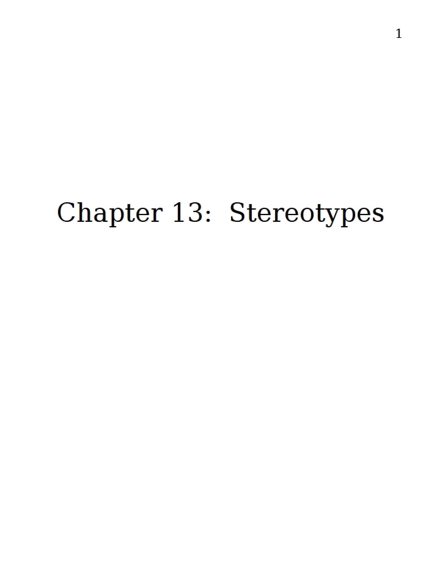 Chapter Thirteen Stereotypes