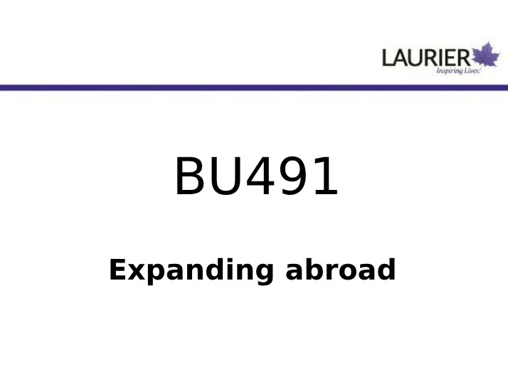 BU491 - Expanding Abroad
