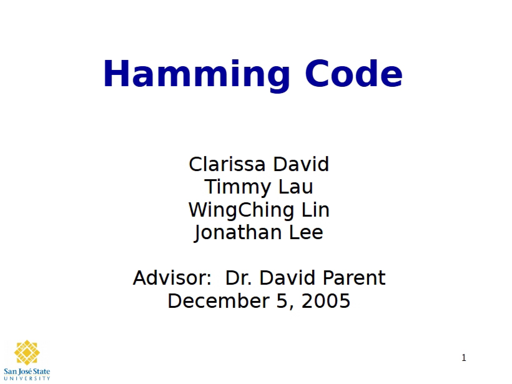 Hamming Coding Principles