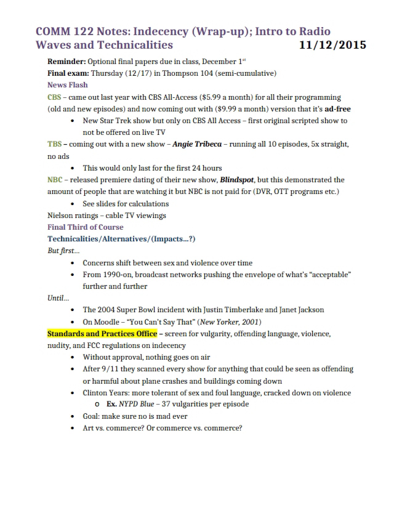 Indecency Topic Notes