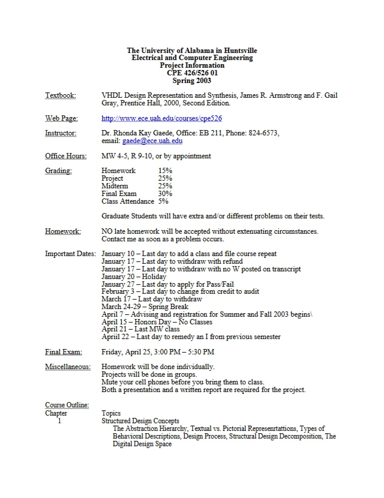 VLSI Hardware Language Syllabus