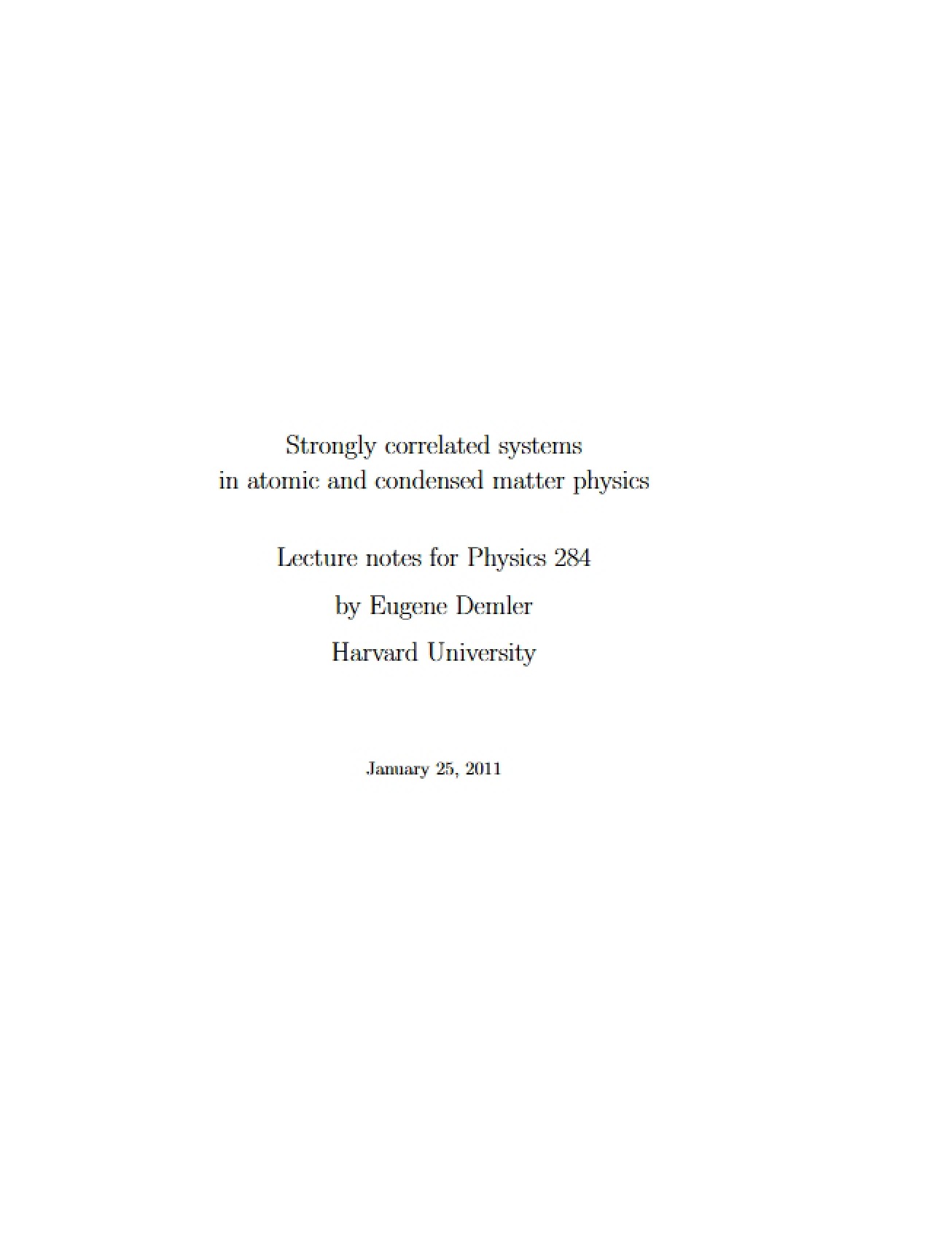 Atomic and Condensed Matter Physics