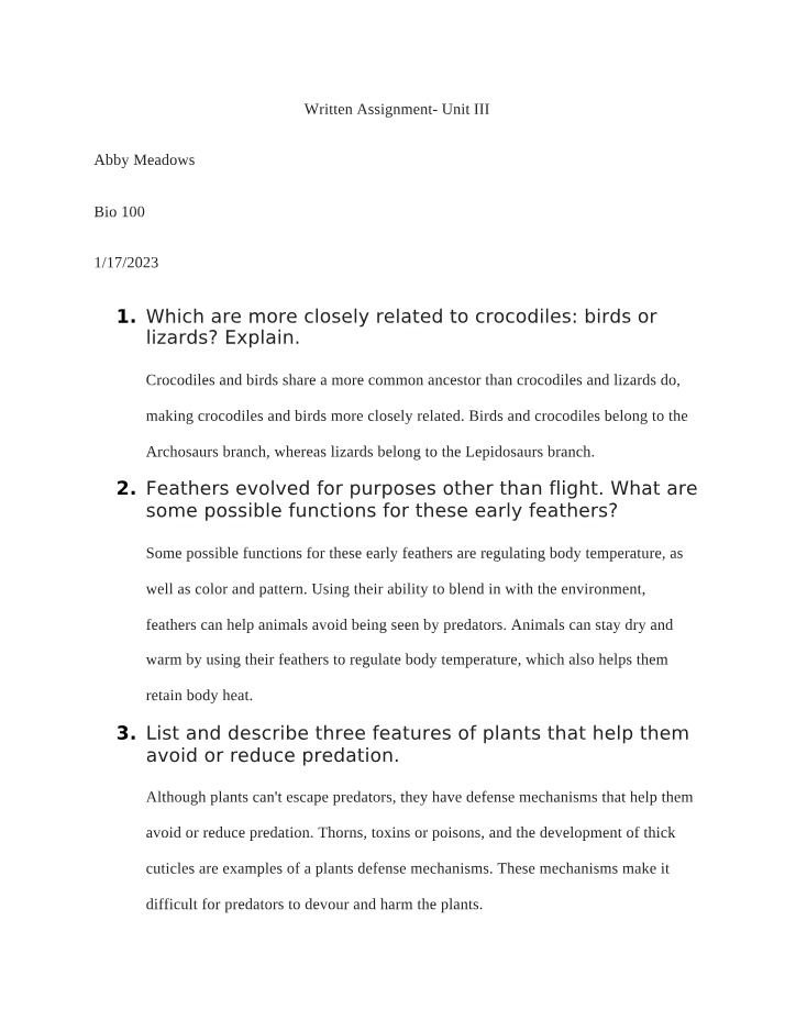 Unit III Written Assignment