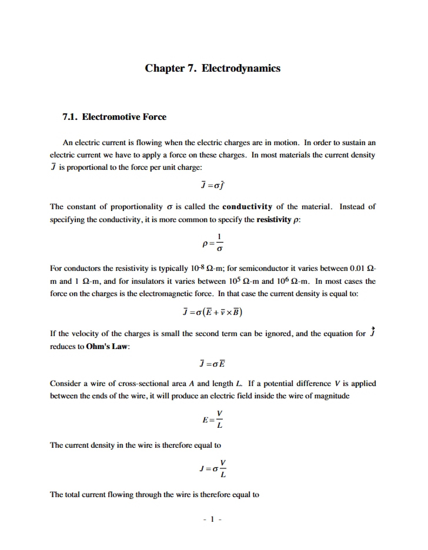 Electrodynamics Chapter Seven Notes