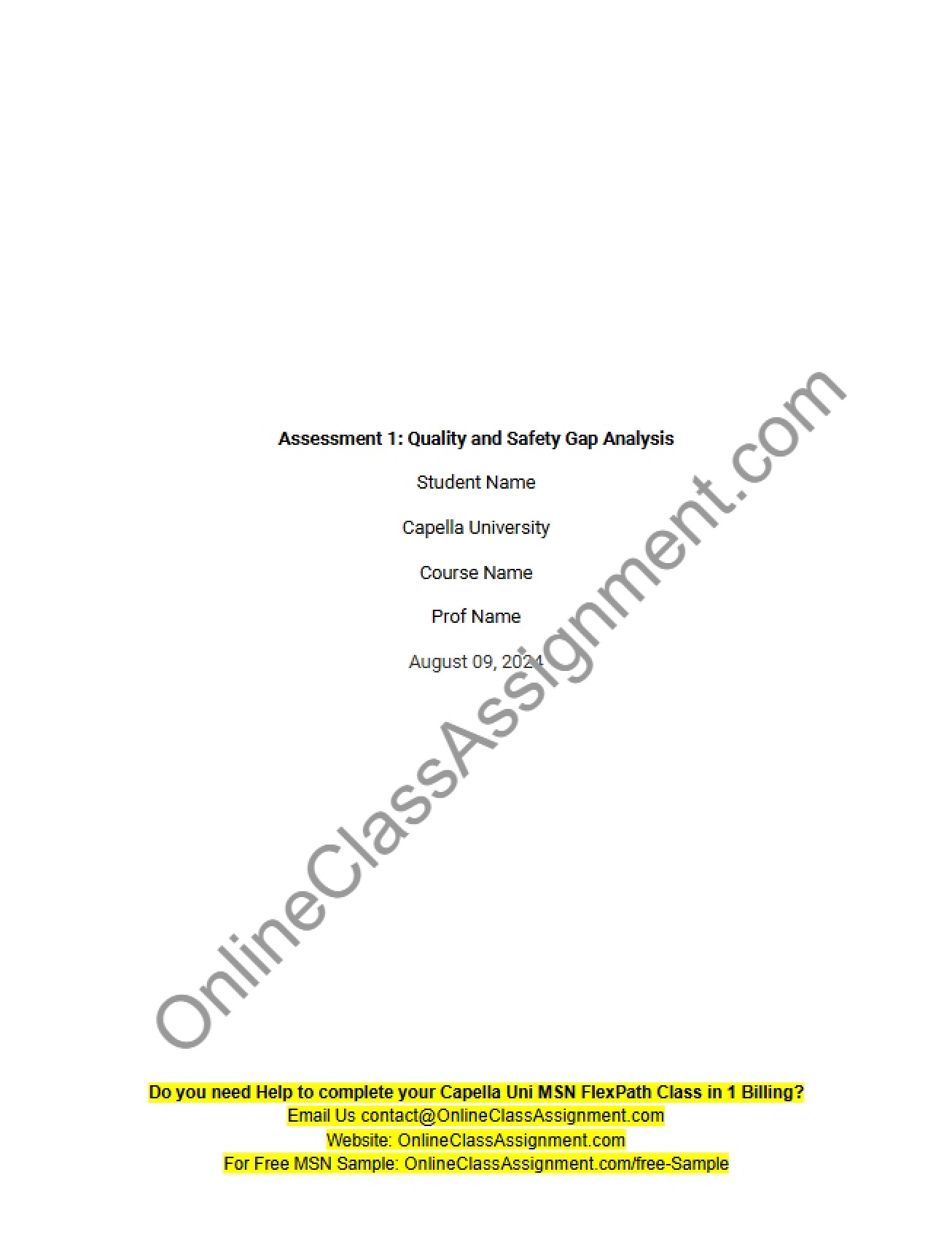 Safety and Quality Gap Analysis Assessment 1