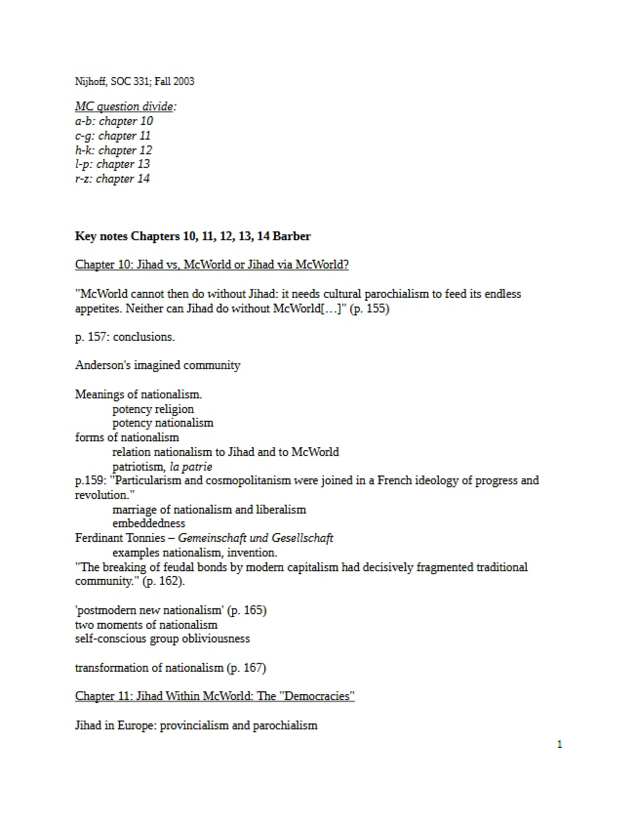 Political Sociology Lecture Notes - 4 Pages