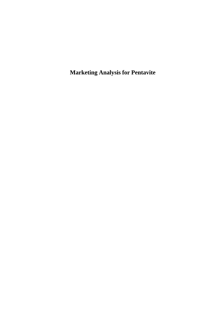 Pentavite Marketing Analysis