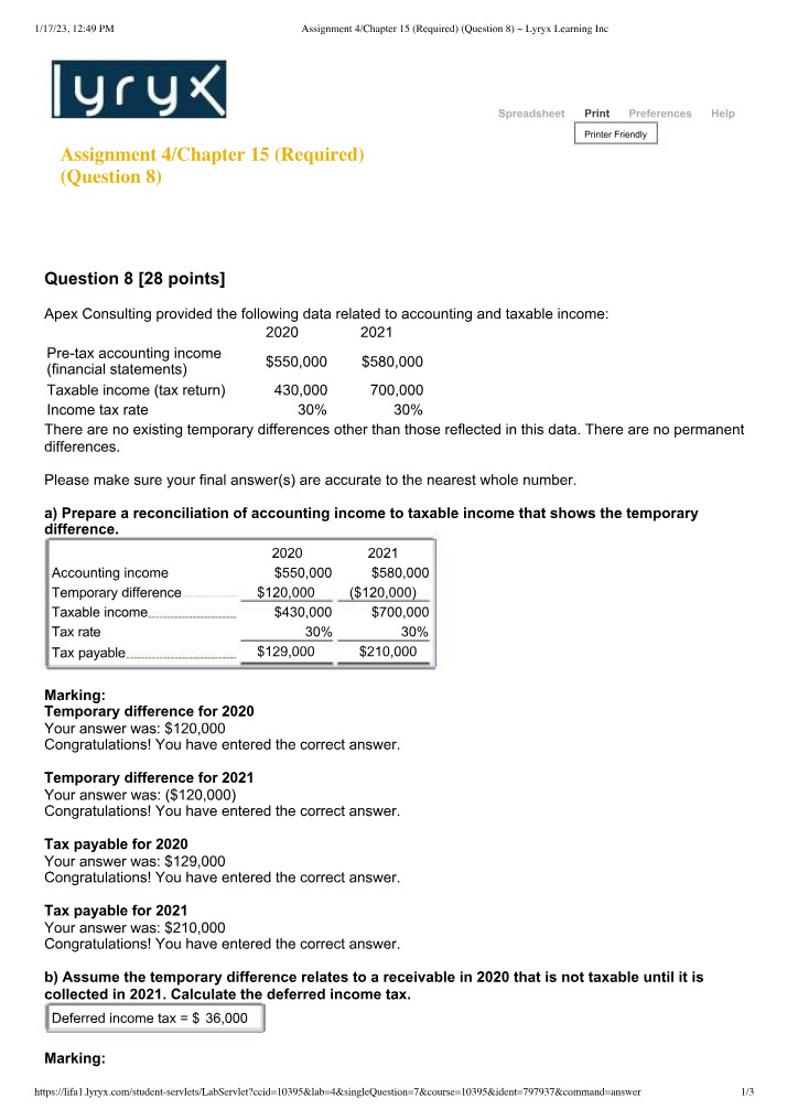 Reconciling Accounting Income to Taxable Income