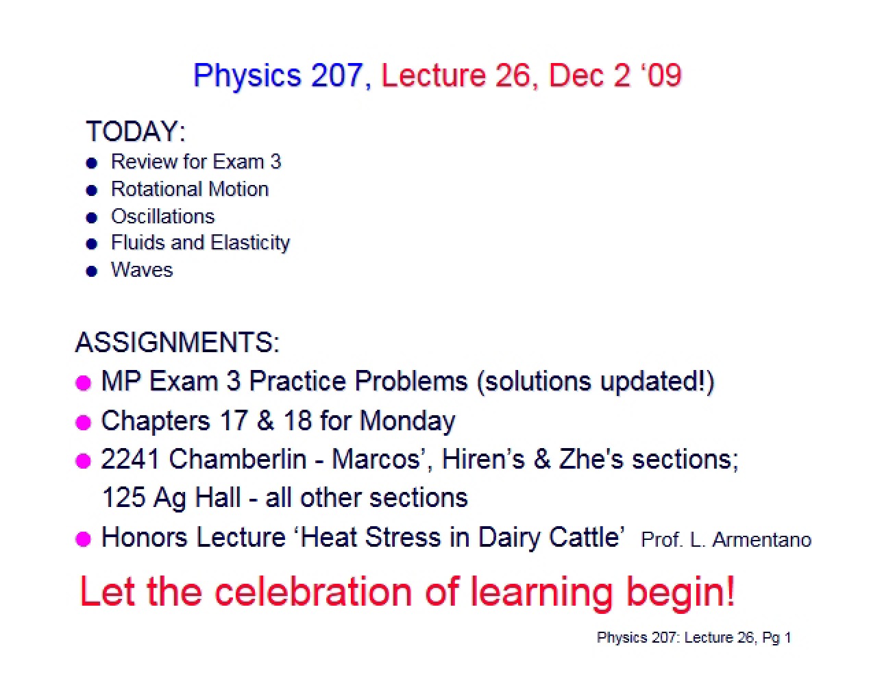 Lecture Twenty-Six